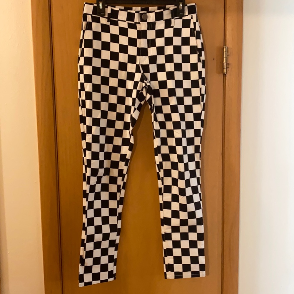 Jackson Checkered Joker Clown Pants Jeans Black White Size 30